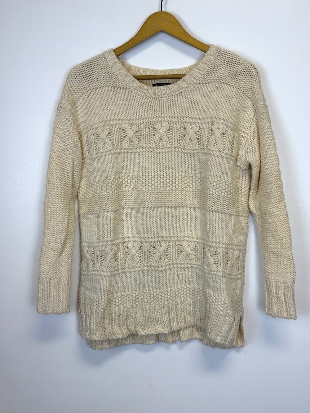 American Eagle Chunky Knit Wool Blend Fisherman Sweater